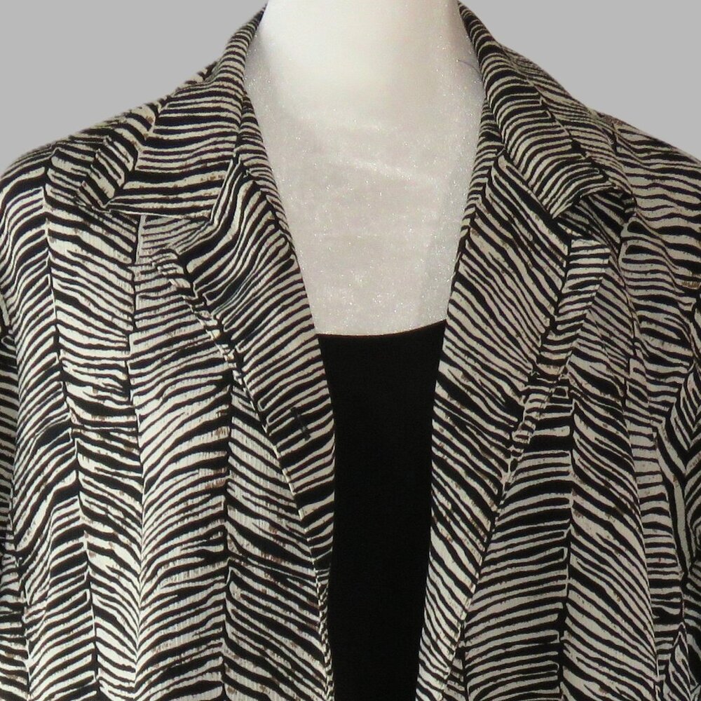 Elementz Women's Short Sleeve Zebra Print Faux Twin Set Blouse Size XL (C649)
